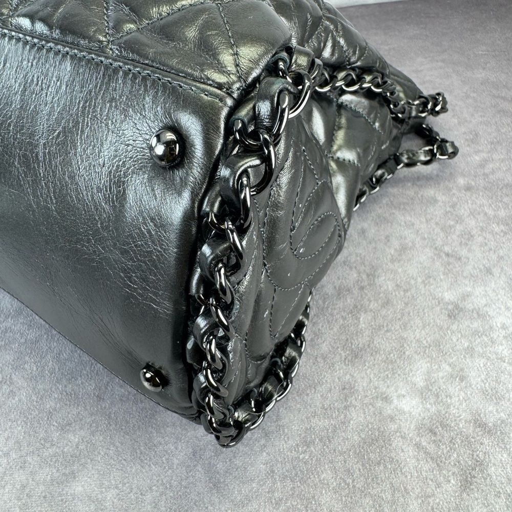 Chanel Gunmetal Leather Chain Me Quilted Bag - Picture 8 of 16